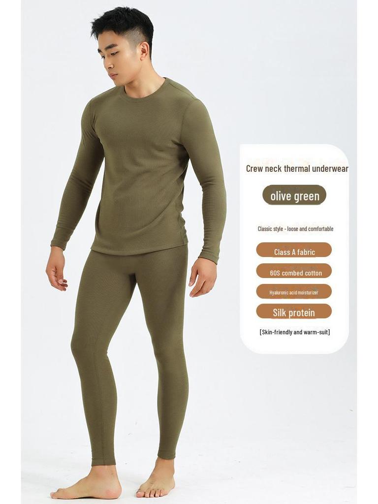 Men’s A-Class Thermal Underwear Set with Hyaluronic Acid - Warm Autumn/Winter Round Neck Top & Bottoms