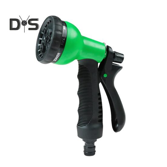 Tryska pro zahradní hadici Tryska pro rozprašování vody s 8 nastavitelnými zavlažovacími vzory Protiskluzová rukojeť Vysokotlaká hadicová tryska pro zavlažování rostlin trávníku
