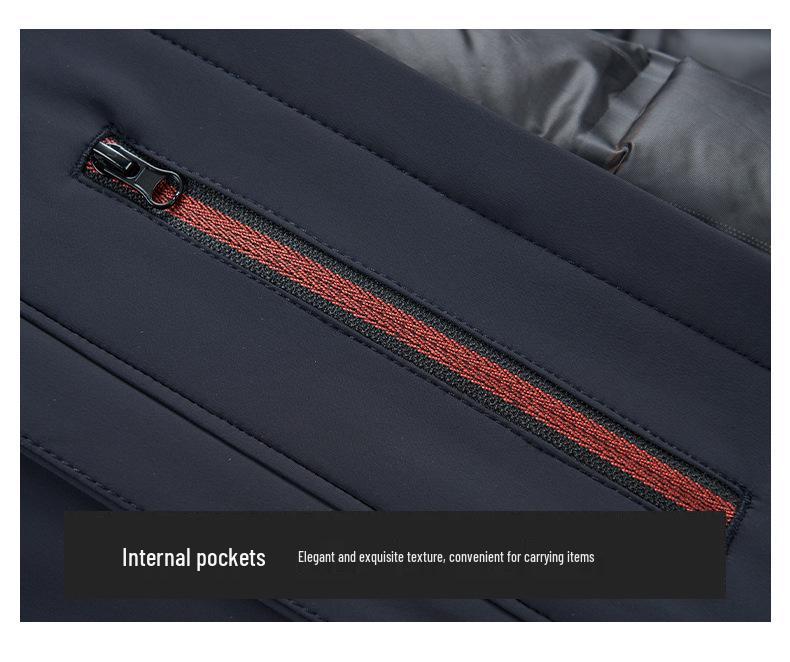 Men's Winter Hooded Jacket with Detachable Goose Down Liner - Warm Casual Outerwear for Middle-aged Dads