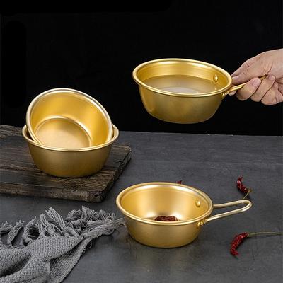 Korean Gold Rice Wine Bowl Golden Dipping Sauce Container with Handle Round Cup Kitchen Tools