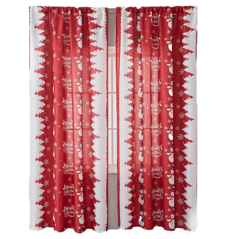 Christmas Theme Printed Curtain Blackout Rectangle Decorative Fabric Living Room Bedroom