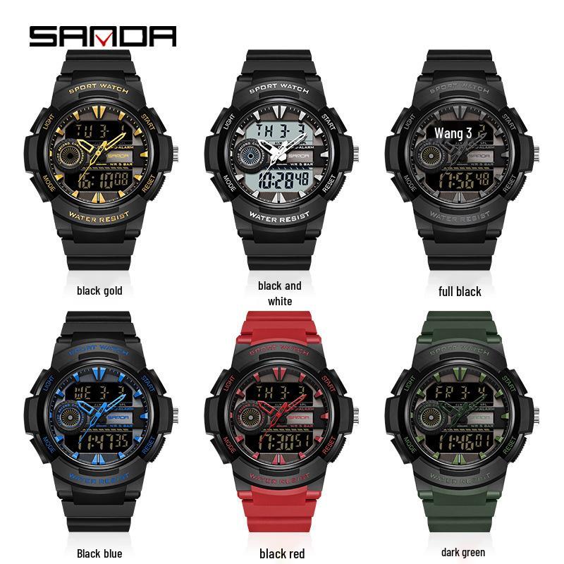 Sanda Luminous Waterproof Men's Sports Wristwatch - Korean Style for Teenagers and Students