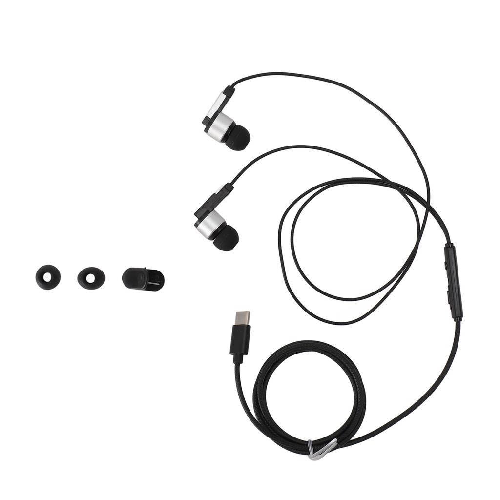 USB C Headphones Earbuds HiFi Stereo Bass Noise Canceling USB Type C Wired Earbuds with Microphone for Smartphone