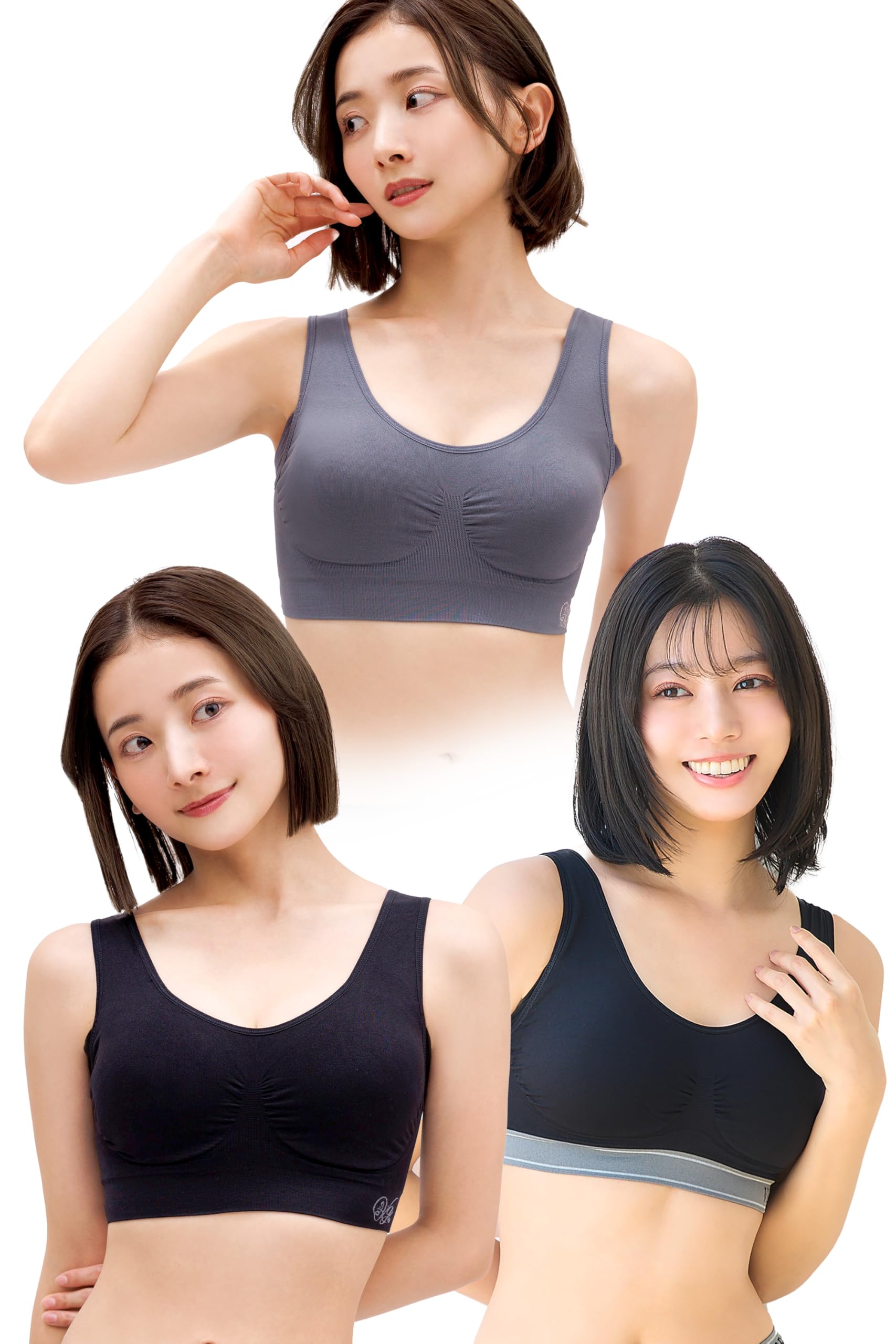 

VIAGE Beauty Up Ночной набор из 2 штук 6 Высокая компрессия под мышками Дизайн на бюстгальтере без ощущения стеснения, (Черный/Серо-голубой, M), Размеры, Дизайн, Без косточек, Спина,