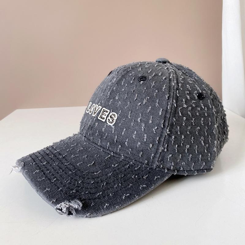 European and American Denim Rhinestone Alphabet Baseball Cap Men and Women Couples Four Seasons Curved Edge Cap Old Hole Sun Hat