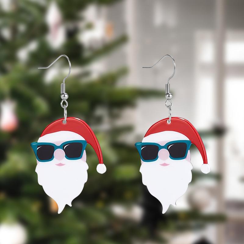 Tragen Sie modische Brillen Weihnachtsmann Weihnachtsbaum Zwerg Acryl Hängeohrringe für Frauen Mädchen Y2K Geflügeltes Schweinchen Ohrstecker Weihnachtsgeschenke