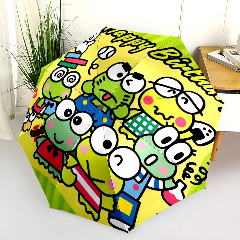 Kerokerokeroppi pattern, automatic folding umbrella, portable and foldable design, 8 ribs, a Christmas or birthday gift.