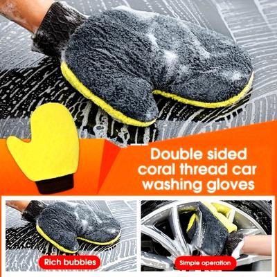 Ultra-soft Microfiber Car Wash Gloves—scratch-resistant and Reusable, with A Double-sided Terry Cloth Design Suitable for Both Dry and Wet Use