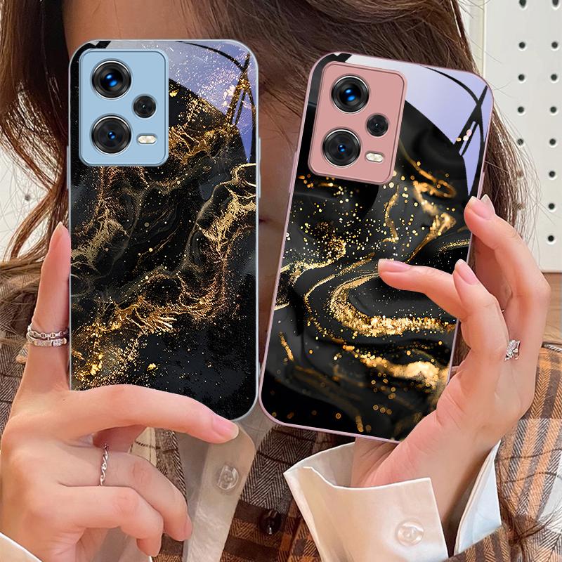 Preto Dourado Escuro Para Xiaomi 14 Ultra 13 Lite Redmi Note 13 11 Pro 12 Plus Poco X6 3 Pro F4 6 GT Capa de Vidro Temperado para Celular