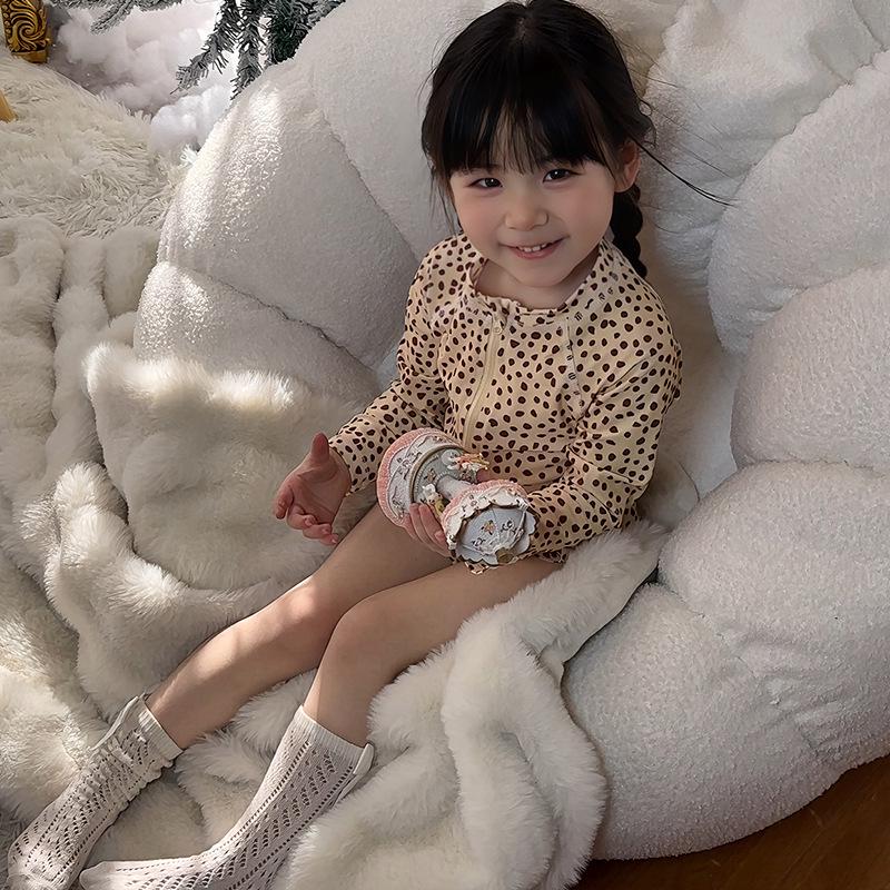 

Girls Korean Style Leopard Long Sleeve One-Piece Swimsuit 90 cm