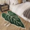 Tappeto Forma Foglia Tropicale Motivo Foglia Monstera Verde e Bianco Tappetino Ingresso Camera da Letto Soggiorno Tappetino Arredo Casa