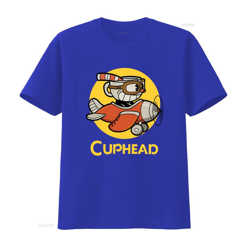 Cuphead T Shirt Flying Adventure Design for Gaming Fans Comfortable Cotton Vintage Washed Stylish Slightly Graphic