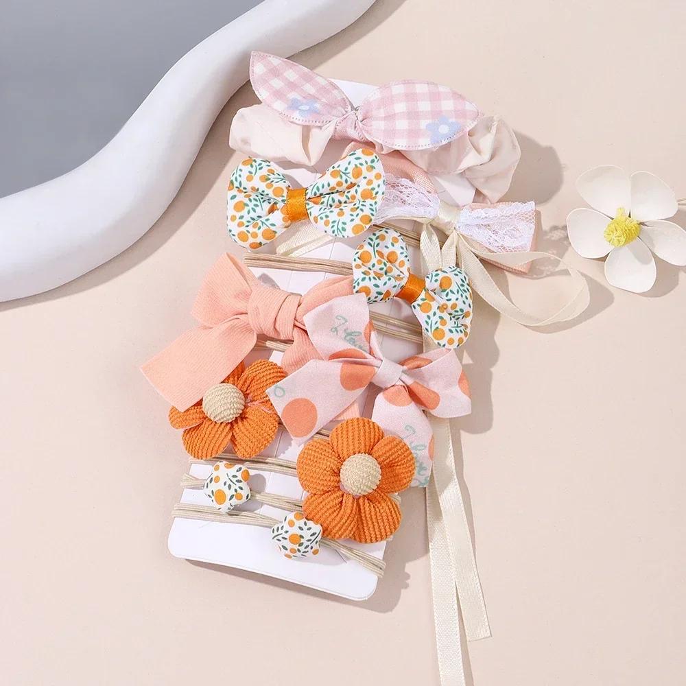 10Pcs/Set Cute  Bows Baby Hairclips Lace Flower Children Girls Hairpins Hairdresses  Clip Gifts Elastic Girl Hair Accessories