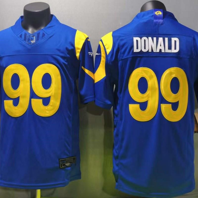 Embroidered Los Angeles Rams 99 Aaron Donald NFL Football Jersey 2026 Blue Premium Quality