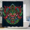 Tuniu Cool Chinese Demon Mask Shower Curtain Unique Art Bathroom Decor Vivid Colorful Design