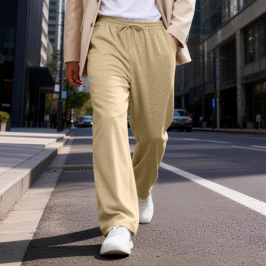 Men's Elastic Waist Drawstring Loose Casual Pants | Comfortable Relaxed-Fit Trousers For Daily & Weekend Wear