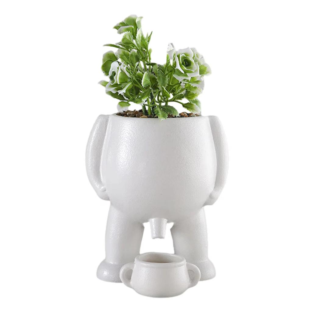 Spoof Ceramic Peeing Potted Plan,Novelty Peeing Planter Pot with Drainage,Desktop Flower Planter Display Pot for Bedroom Patios