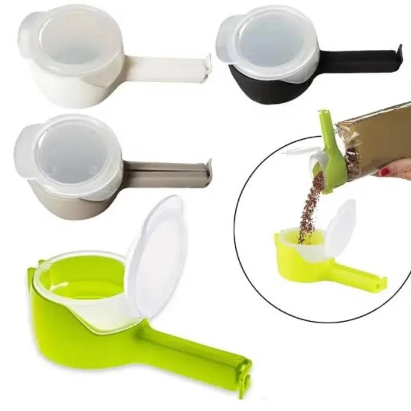 Reusable Food Sealing Clip with Spout for Dry Goods Snack Storage Kitchen Pantry Organizer Airtight Preserver