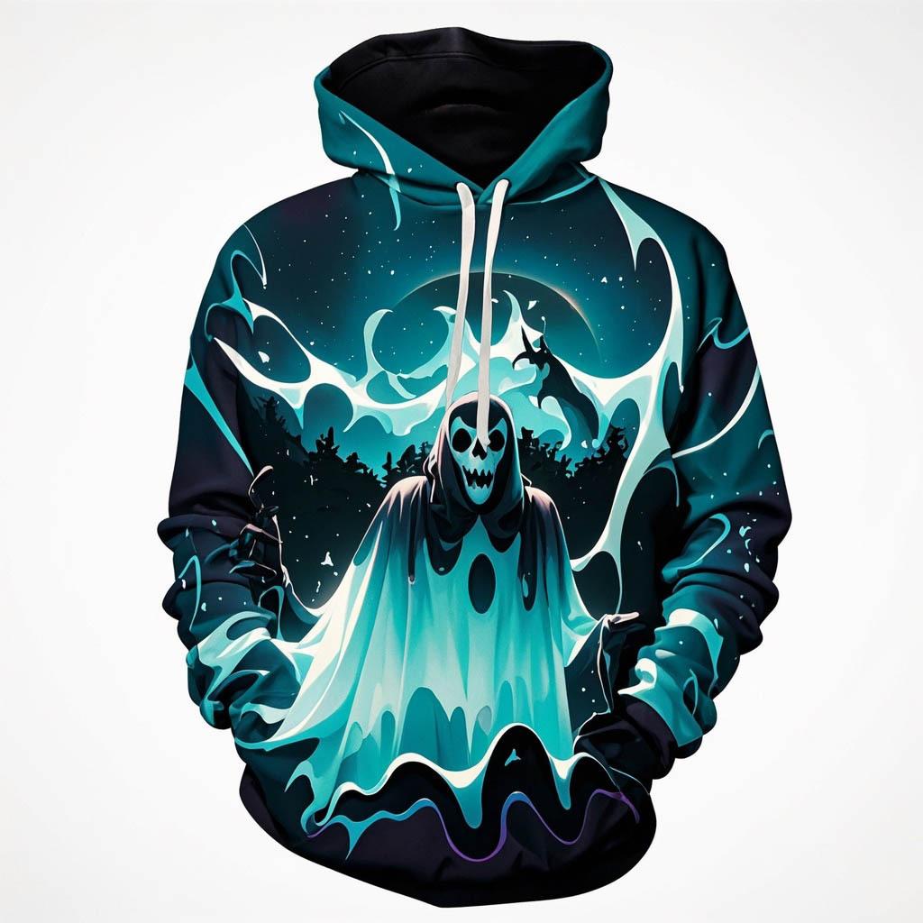 Autumn 3D Pumpkin Ghost Printed Hoodies Fashionable Casual Sports Long Sleeved Men's Hooded Sweatshirts
