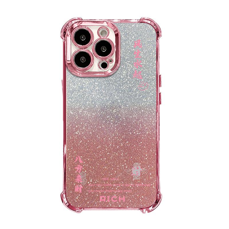 Fengsheng Shuiqi rotating bracket is suitable for Apple 16 Guofeng mobile phone case 13promax electroplating anti-drop 15 advanced sense