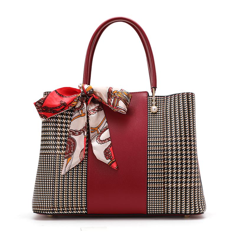 

Aidrani Новая вместительная женская сумка из коровьей кожи, модная контрастная сумка красного цвета красный