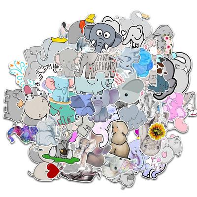 50 unidades/lote Adesivo Impermeável Fofo de Elefante Adesivos de Animais de Desenho Animado Para DIY Carro Laptop Telefone Bicicleta Mala Decalque Presente para Crianças
