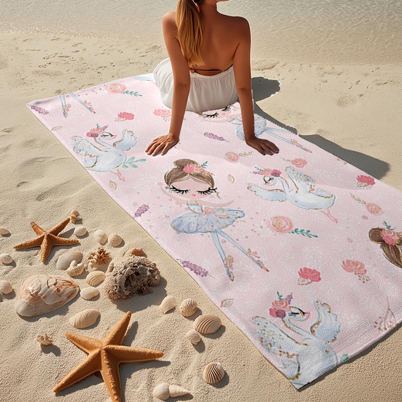 Ballerina And Swan Dance Beach Towel, Super Soft Microfiber, Gift for Her/Him, Birthday, for Pool, Beach, Travel, Home Decor Fan gifts