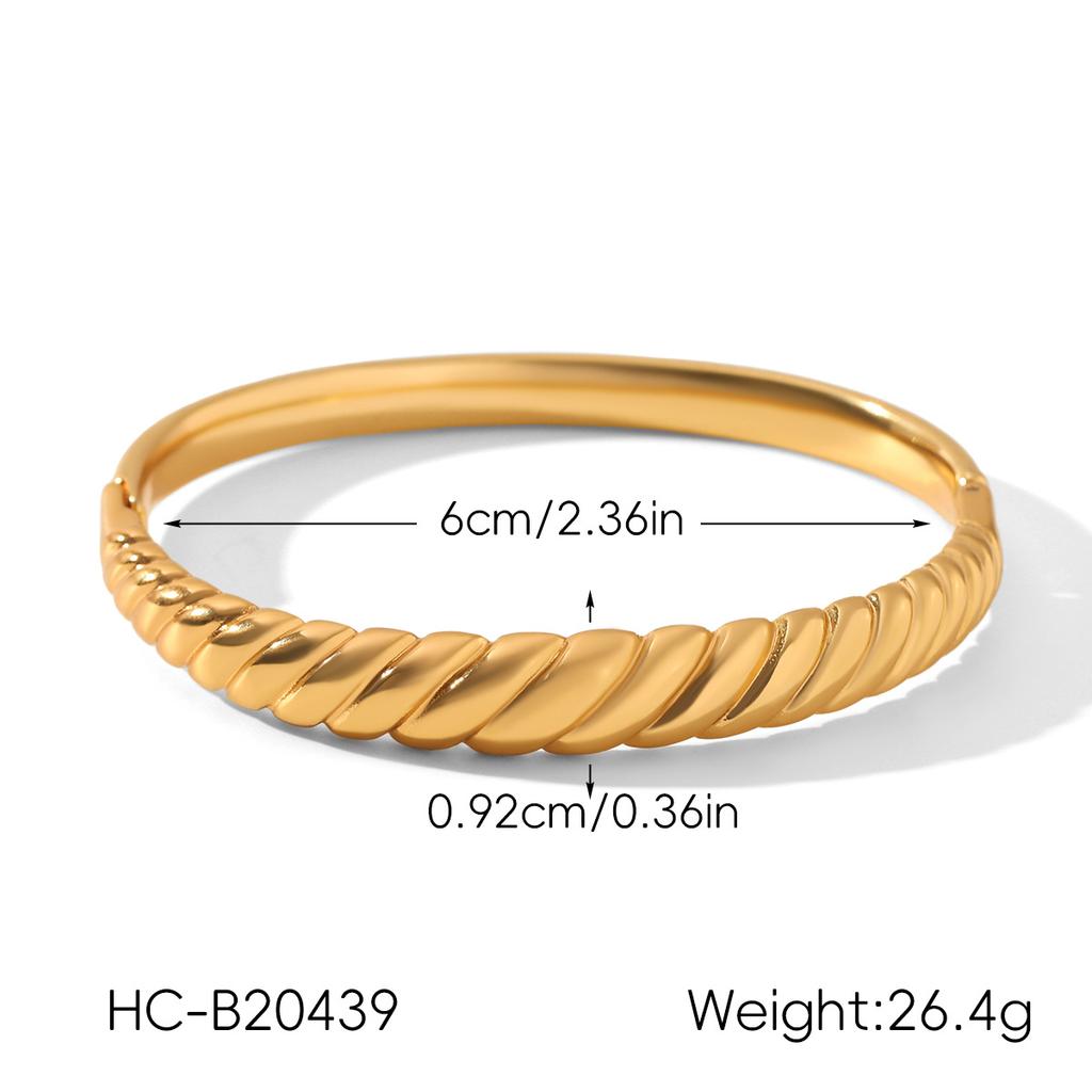 Twisted bangle, statement personality jewelry, Instagram style titanium steel diamond-encrusted heart bracelet accessory