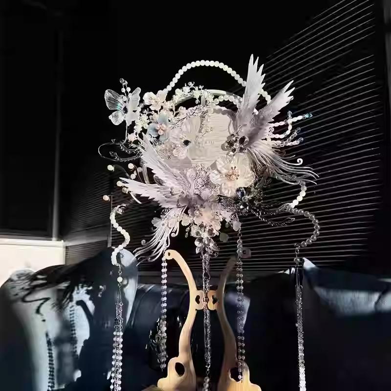 DIY Xiuhe Bridal Round Fan Kit: Flowing Light Ancient Style Wedding Accessory