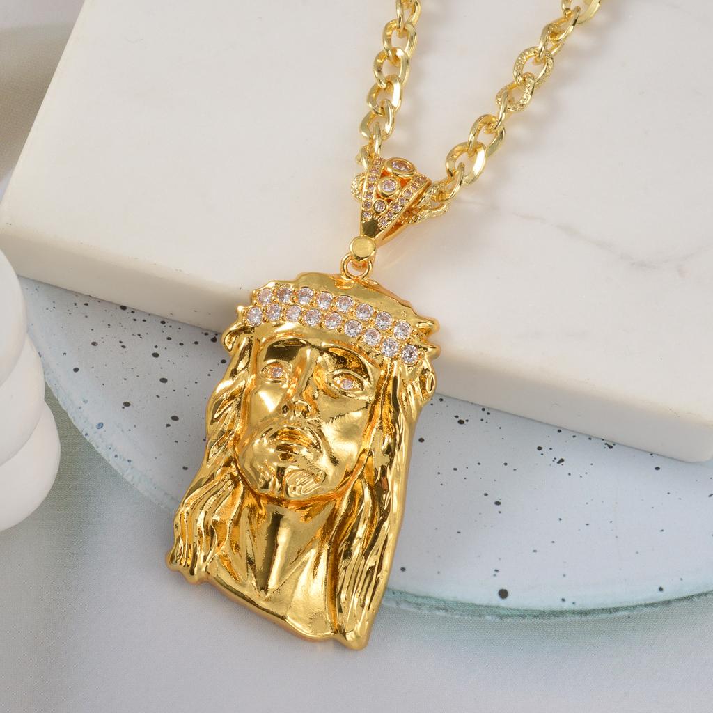 European and American Pendant Accessory, Vintage Human Head Diamond Pendant, 18K Gold Necklace Pendant, 2026
