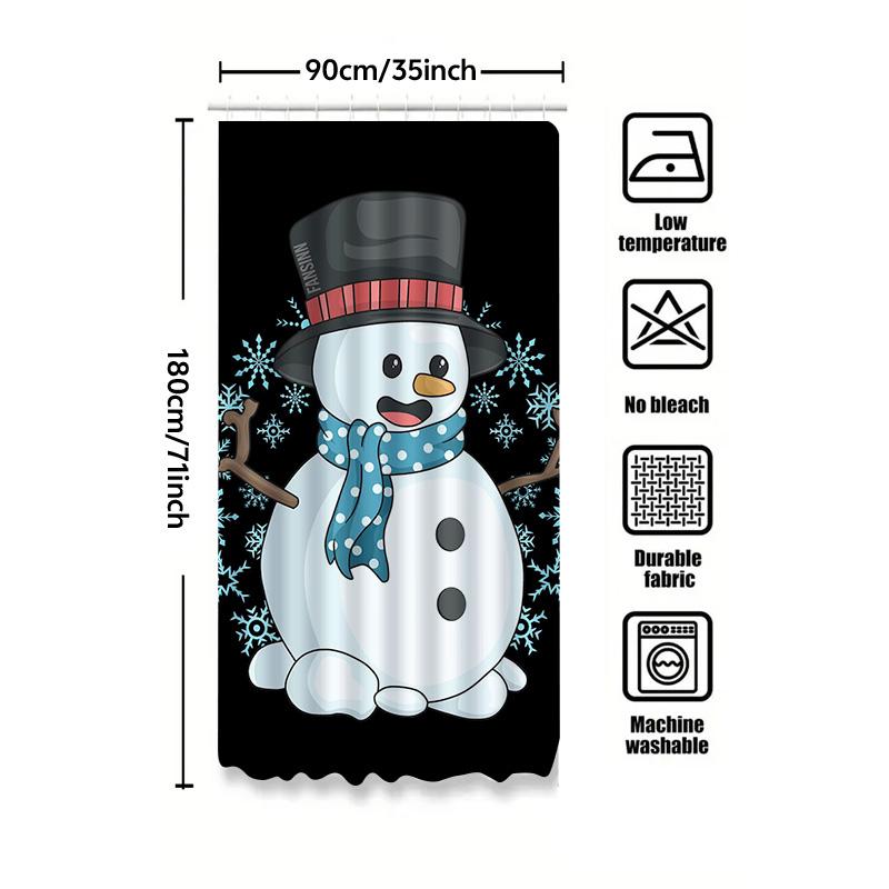 Tuniu Adorable Snowman Christmas Bathroom Shower Curtain Waterproof Festive Holiday Decor