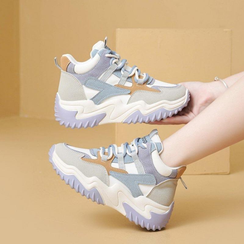 Tide muffin women's shoes spring and autumn new retro platform sneakers inner height increase breathable dad shoes