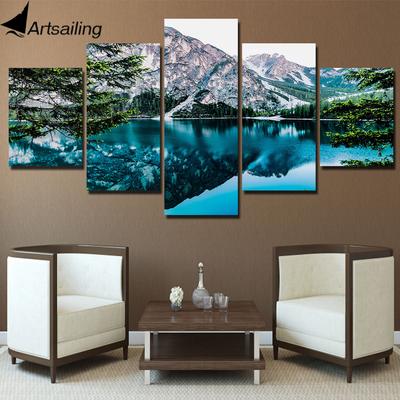 Modulares Poster, HD-Drucke, Heimdekoration, Bergseelandschaft, 5 Stück, Sehenswürdigkeiten, Leinwandgemälde, Wandkunst, Bilder
