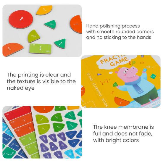 Magnetic Fraction Tiles Circles Book with Pen Percentage Decimal Fraction Learning Elementary Students Teaching Aid Educational Fraction Puzzle