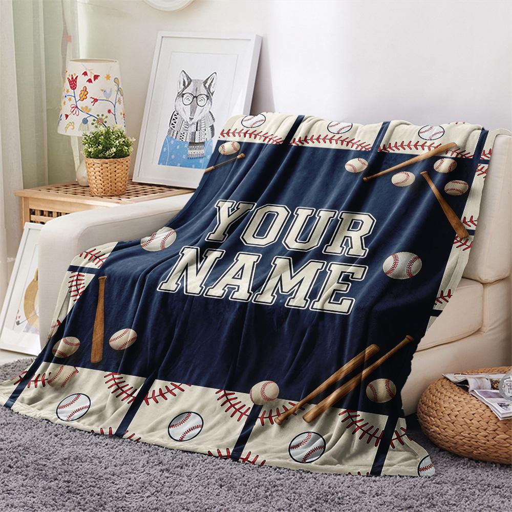 Custom Name Multi Sport Graphic Flannel Blanket, High Quality Comfortable for All Seasons, Home Decor, Warmth and Comfort