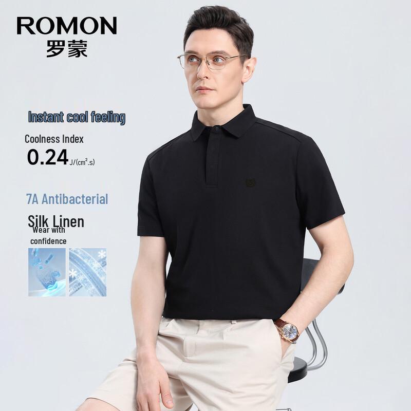 ROMON Men s Silk-Blend Short Sleeve Polo Shirt 175/L