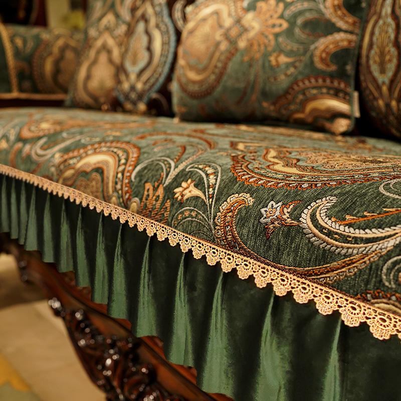 

Европейский роскошный чехол для дивана, 1/2/3/4-местный жаккардовый диван, подушка для четырех сезонов, универсальный нескользящий чехол из синели, украшение для дома 83x70