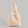 Ins Style Niche Cream Series Tianzi Grid Plush Single Shoulder Bag Large Capacity Portable Tote Shopping Bag Lazy Style