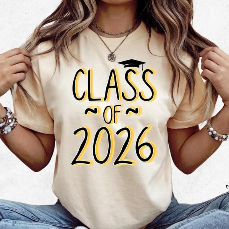 Class of 2026 Graduation Shirt Bella Canvas Tee School Spirit Shirt Short Sleeve Fashion Cotton Top All Seasons Casual Harajuku
