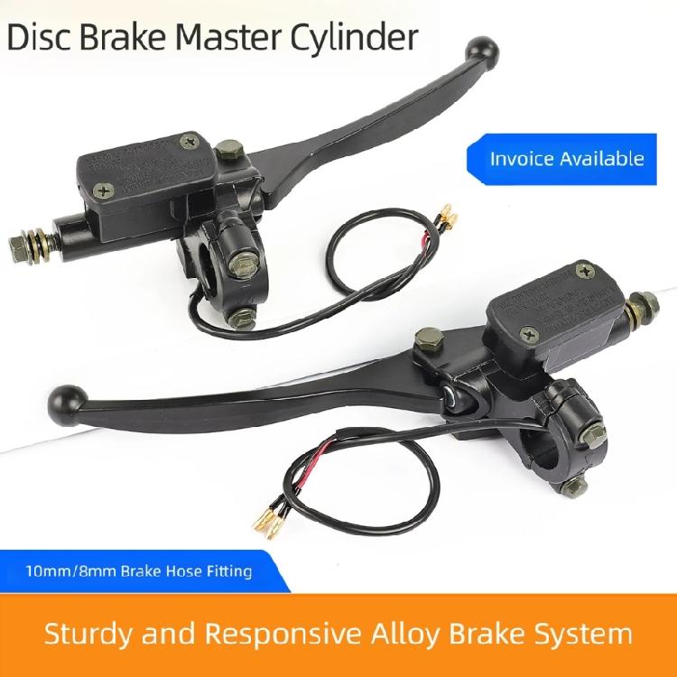 Black Motorcycle Brake Pump Assembly, 160 mm Lever, 22 mm Handlebar Mount, Aluminum Service Part for Repair Shops