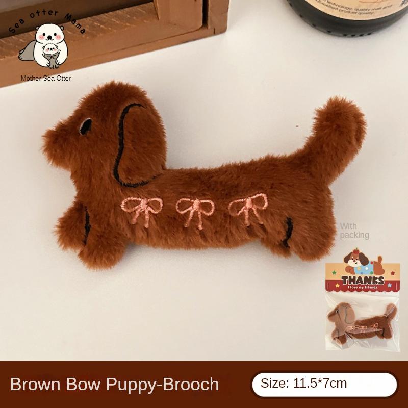 Cartoon Plush Toy Dog Pendant Brooch Cute Doll Decoration Pendant Keychain