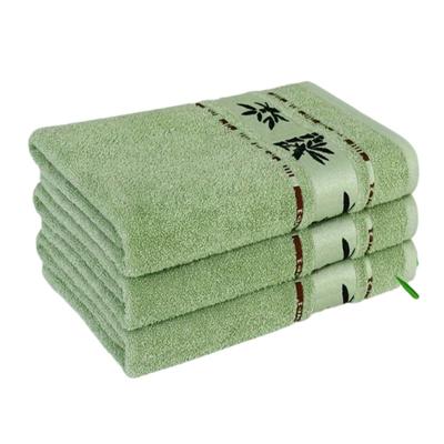 Premium 3pcs Bamboo Fiber Towels Set 34x74cm 70x140cm Embroidered Bath Towels Bathroom Towel Cover Sport Gift Towels Green