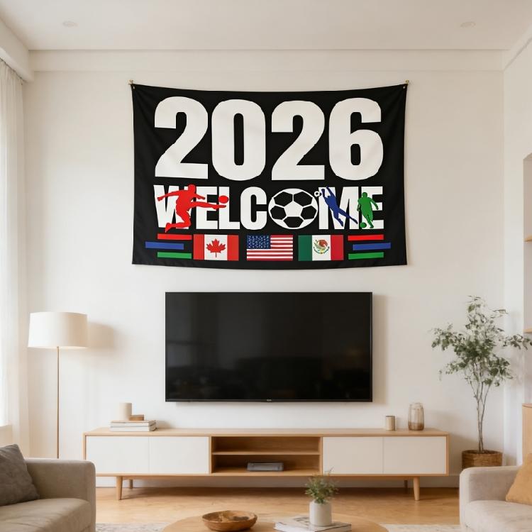 America Canada Mexico Flag 2026 Worlds Cup Flag Banners Outdoor Indoor Yard Garden Lawn Holiday Decoration Banners Sign