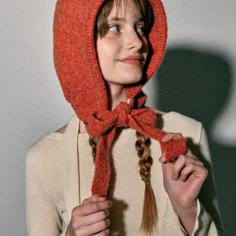 QUAFE MIXED RIBBON BALACLAVA_ORANGE RED