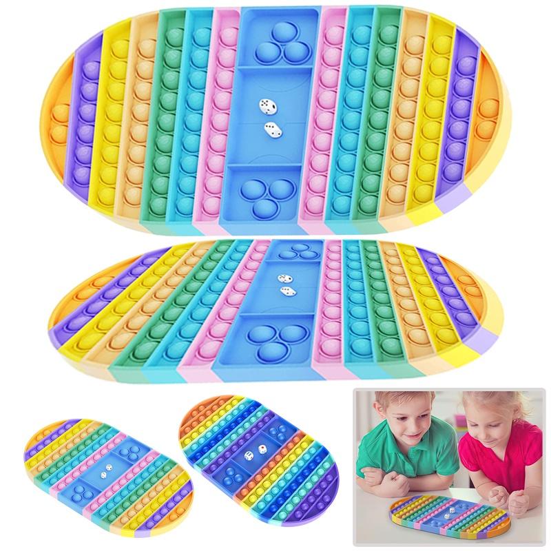 Big Game Fidget Toy, Rainbow Chess Board Push Bubble Fidget Sensory Toys for Parent-Child Time, Giant Decompression Toy