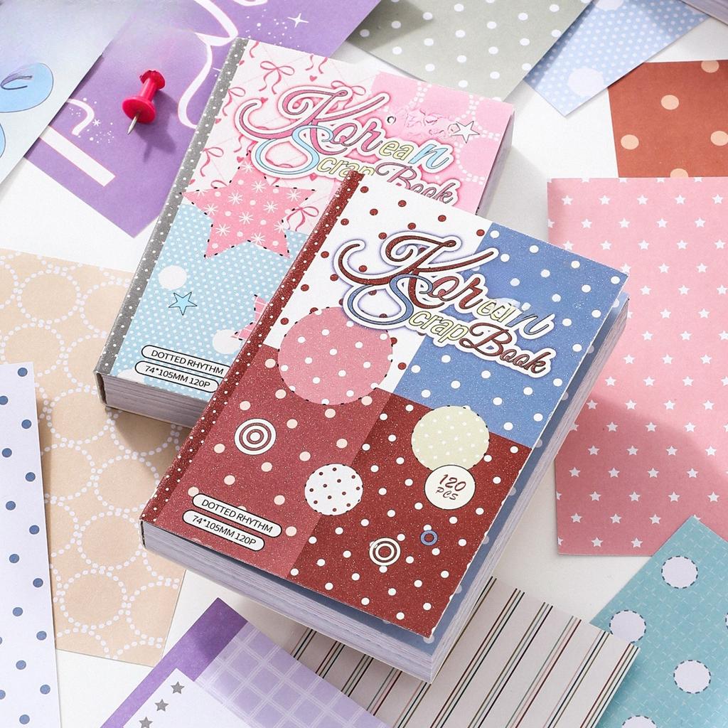 120 Sheets Per Pack Scrapbook Paper Korean-Style M5 Series Minimalist Color-Themed Planner Collage Backgrounds
