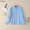 Women Casual Lace Splice Collar Long Sleeve Blouse