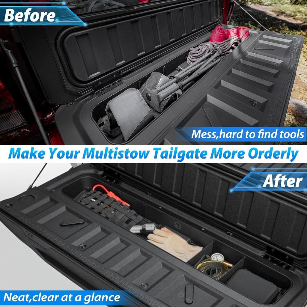 Tailgate Organizer Compatible With Chevy Colorado/GMC Canyon 2025 2024 | Tailgate Cargo Nets, Dividers, D-Rings Compatible With Chevy Colorado/GMC