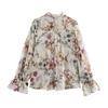 Women's Casual Loose Floral Print Long Sleeve Shirt Spring Turn Down Collar Versatile