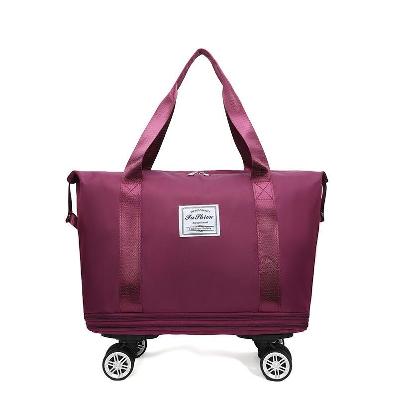 

Рюкзак для подорожей XL: Розширювана, Універсальні колеса, Відділення для сухого/вологого, Ручна поклажа, Спортивна сумка для студентів та ділових поїздок вина червоного кольору